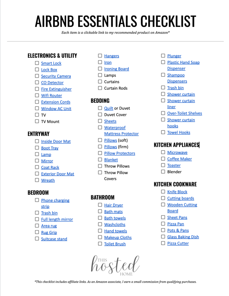 airbnb essentials checklist